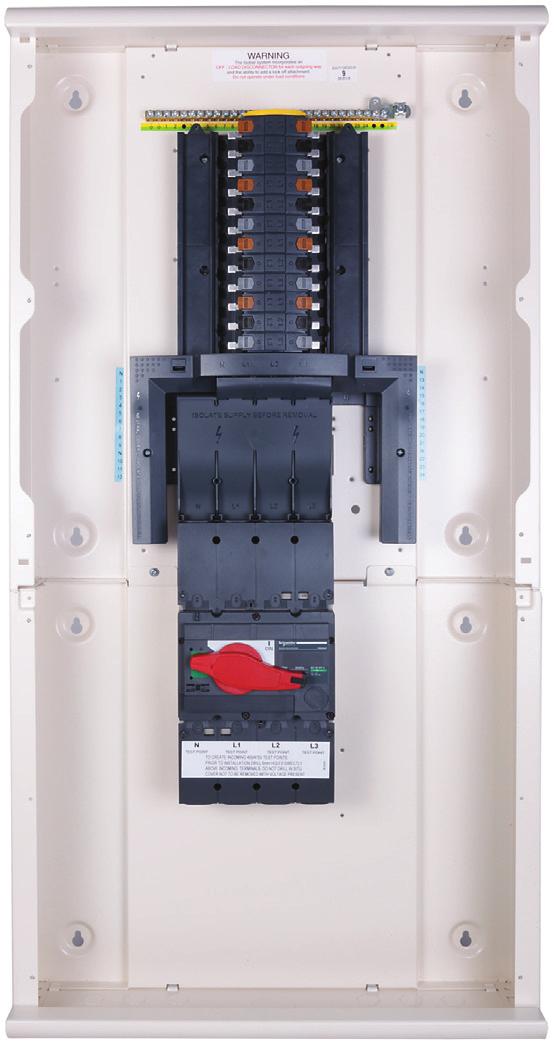 Features B type 3 phase distribution boards, meter, split metered and multi service options Fully encapsulated busbar system Conversion of any outgoing way into neutral Fully shrouded neutral bars