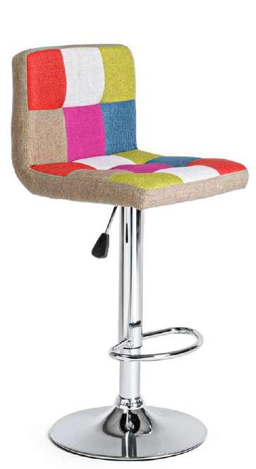 / DALI MULTICOLOR STOOL, chromed steel frame with ø 40cm base. Filled seat with fabric polyester 100% cover.
