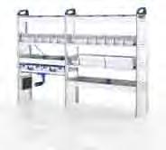 mats and dividers 1 shelf with 2 M-BOXXes with handles 1 shelf with 4 S-BOXXes and 1 shelf whelf with 2 T-BOXXes on guide rails 2 shelf trays with mat and