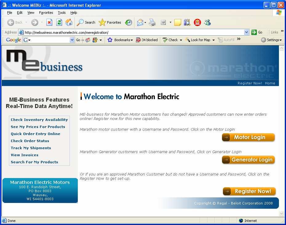 Marathon Electric Web Site: Marathon s world-class website is jam packed with tons of information. Navigation is easy and functionality is better than ever.