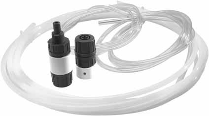 Accessories Installation kit The installation kit includes: non-return valve with strainer and weight injection non-return valve, spring-loaded 6-metre PE discharge tube 2-metre PVC suction tube