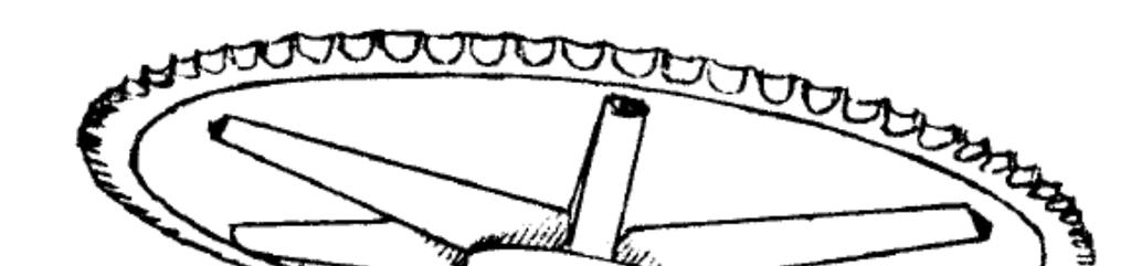 Fig. 9 Master sprocket. Ours is from a large, 8 cubic yard capacity cement mixer. Torch off cylinder a few inches around sprocket. The large bearing on which it turns must also be acquired.
