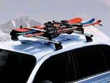 The small Ski and Snowboard Carrier holds up to three pairs of skis or two snowboards.
