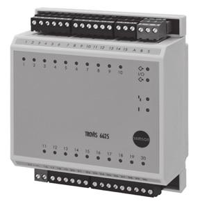 TROVIS 6625 Input Module Binary inputs optionally as normally closed or normally open contacts, status indicated by LEDs