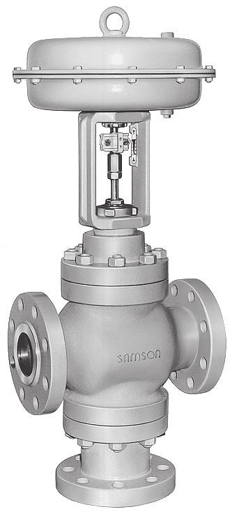 Pneumatic Control Valves Series 250 Three-way valve Type 3253 Globe valve Type 3254 with additional plug stem guide in the bottom body flange Application Control valve for process engineering