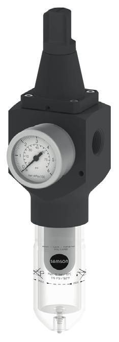 The air pressure reducing station consists of a supply pressure regulator and an upstream filter with condensate drain.