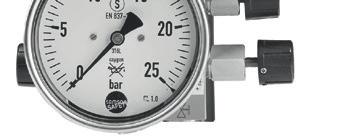 pressure gauge for operating pressure Versions with Differential pressure cell made of brass (CW617N) or CrNi steel Scales: linear, square, according to DIN 19204, detachable, special Inductive limit
