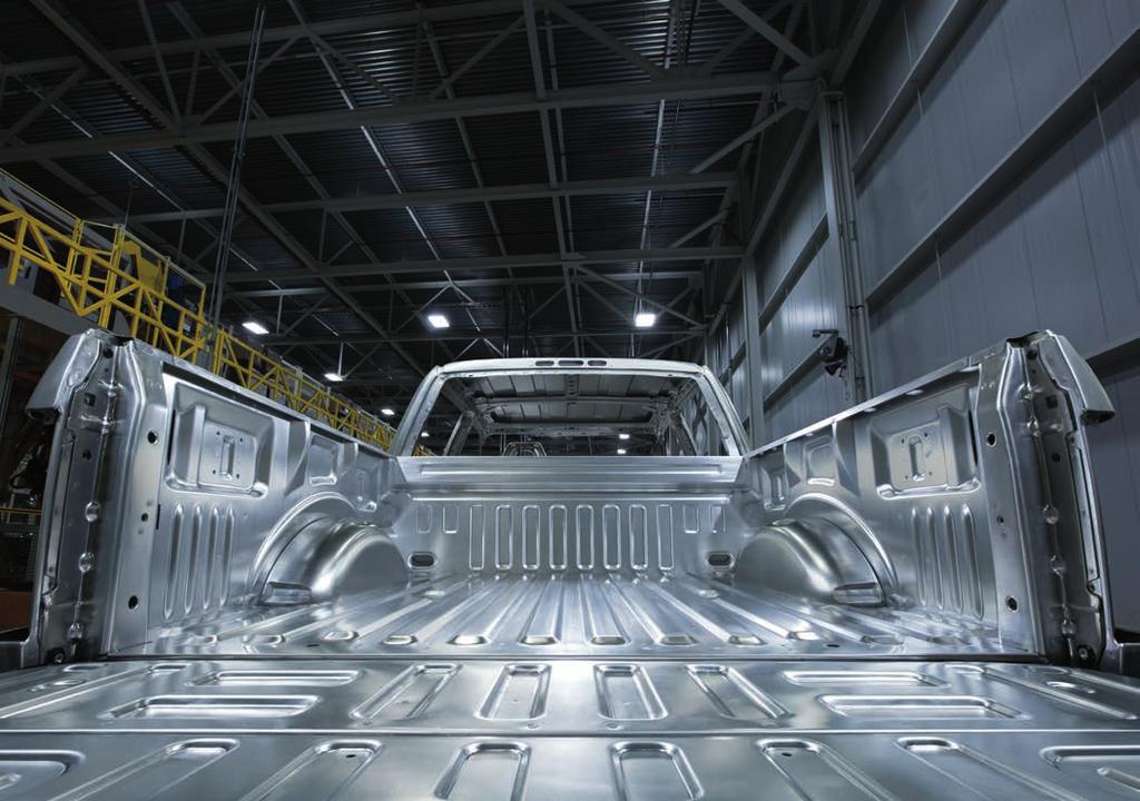 we made it lighter, and stronger, by forging a new metal. High-strength, military-grade, aluminum alloys. Never before used in a truck body and bed. Until now.