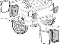15. TAIL LIGHT ASSEMBLY Distinguish left and right tail lights, and insert left tail light (marked with L on back) into left hole on back of the vehicle body as shown.