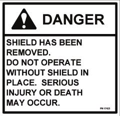 PN 0732-0598-00 - Decal, Warning PN 17423 - Decal, Danger REMEMBER - If safety decals have been damaged, removed or become illegible or