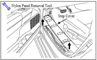 Figure 8 Remove the driver s side step cover. Begin by protecting the vehicle interior with blankets.