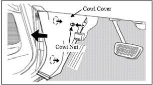 (Figure 9) Figure 10 Push the 6-pin wires through the interior firewall into the engine bay.