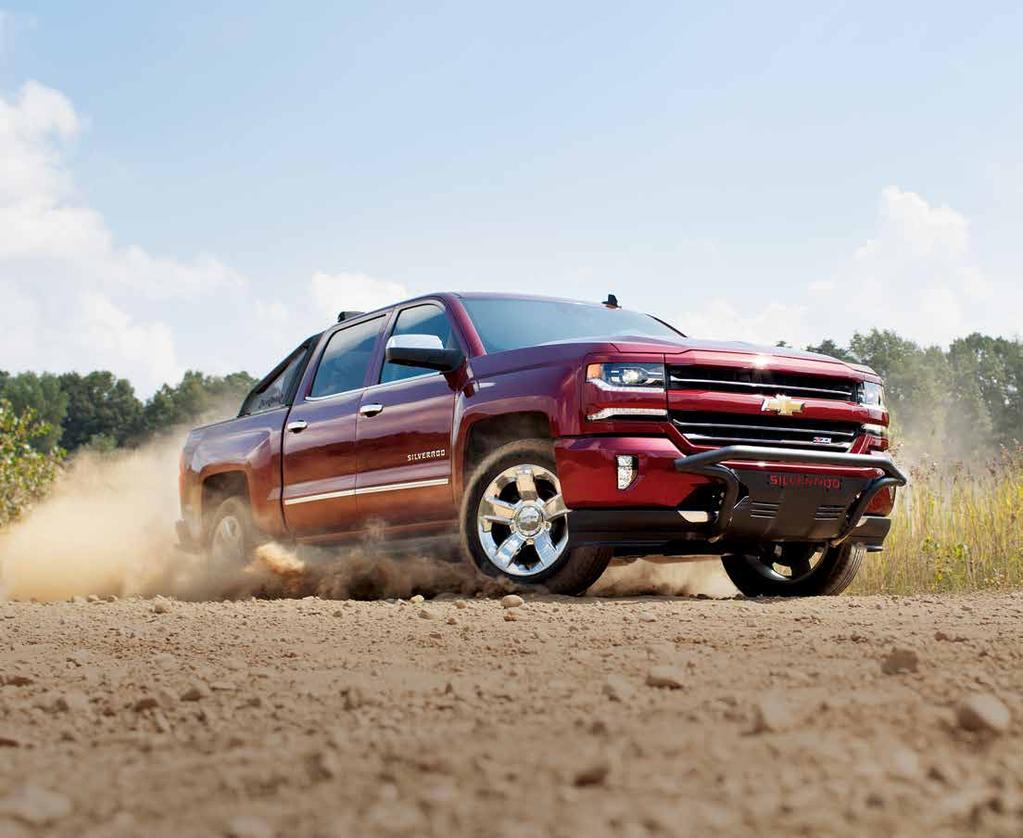 Silverado 1500 Crew Cab Short Box LTZ Z71 4x4 in Siren Red Tintcoat (extra-cost colour) with available dealer-installed Chevrolet Accessories. Z71. THE ULTIMATE OFF-ROAD SILVERADO. RUGGED LOOKS.