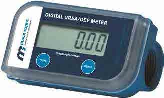 DIGITAL FUEL METERS Ideal for in-line field and gravity feed use, these Macnaught DIGITAL TURBINE METERS are a compact, lightweight and accurate method for the measurement of diesel or Urea/DEF.