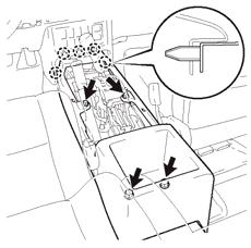 (g) Remove the box bottom mat. (Fig. 1-4) Fig. 1-4 Panel removal tool (h) Disengage and remove the top portion of the center console. (Fig. 1-5) (i) Reattach shift lever knobs.