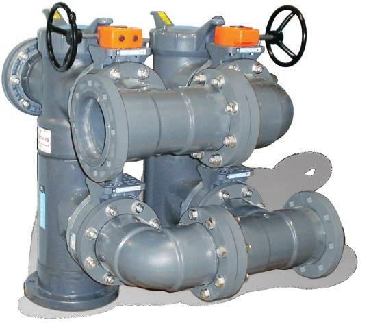 * End Connections and assembly nuts are PVC DB Series Duplex Basket Strainers 6" TO 8" PVC AND CPVC PVC and CPVC Ergonomic Hand Removable