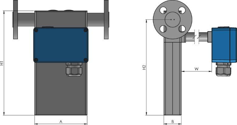 Mechanical Construction (continued) - TYPE 3. Seal-less design with flange connections PF0: parallel/dual path SF0: serial/single path Meter will be supplied with a wetted material facing disc and 1.