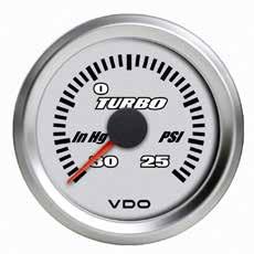 Supplied with nut and cone to suit 3/16 PVC tubing. Illumination 12V included. Use air restrictor supplied with gauge to avoid air pulsation. Turbo Charger Gauge Part No. Range Size 150.