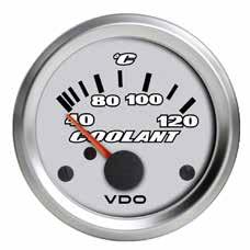 TEMPERATURE GAUGES, electrical Cockpit Titanium Suitable for most vehicles. Illumination 12V included. For more matching sender units refer to page 60. Adaptors are listed on page 61.