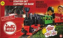 Features a green and red steam engine with coal tender followed by two passenger cars, all decorated for the season. 351-1009202 Holiday Color Scheme Reg.