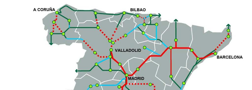 New High Speed Line Ourense A Coruña 150 km (93 mi) In Service: December 2011 SANTIAGO VIGO Adif s High Speed Network. LEÓN OURENSE PALENCIA HIGH SPEED NETWORK ENTRUSTED TO ADIF Total: 4.
