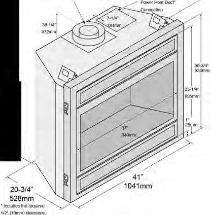 864TRVGSR2 Framing Guide Top Vent Configuration 8" (203mm) 0 Vent Optional "Extra Room 38-1/4 972mm Weight: 205 Lbs.