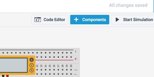 Click the Components button to open the components panel. We will be using this setup to learn about current flow across a resistor.