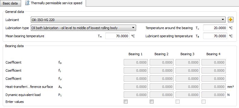 Open the "Thermally permissible service speed" input window by clicking