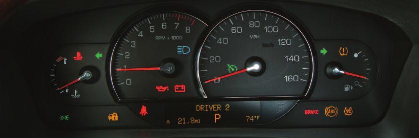 S T S 1 2 3 4 5 6 7 8 9 11 10 12 13 14 15 INSTRUMENT PANEL CLUSTER The instrument panel cluster includes these key features: 1. Engine Coolant Temperature Gauge 2. Tachometer 3. Speedometer 4.