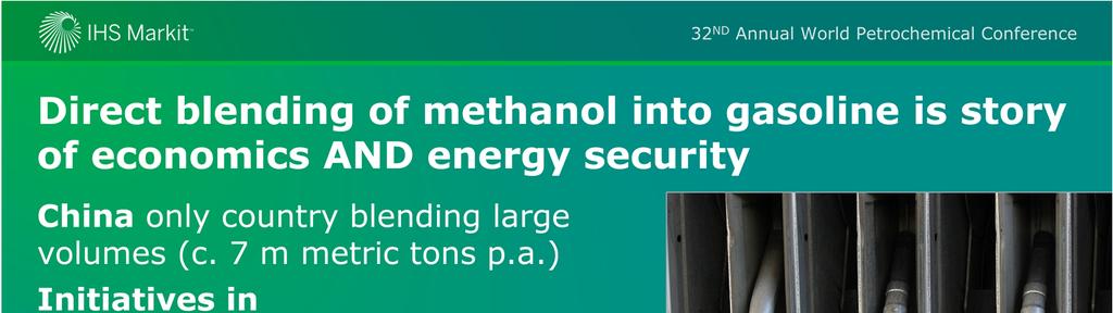 The perceived wisdom is that methanol can be blended into gasoline at a level of up to 15% before automotive engine parts require modification due to methanol s corrosive nature.