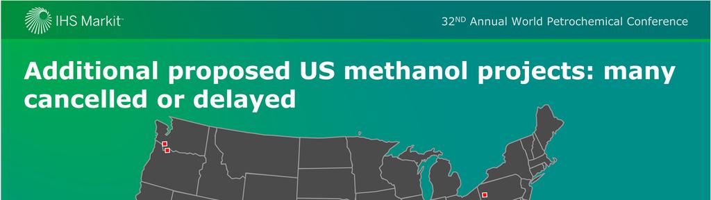 There have been at least another 15 methanol production sites proposed with a combined capacity of over 32 million metric tons on top of the capacity already shown.