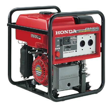 INDUSTRIAL GENERATORS EM30 RRP1999 EM10000 RRP5990 Maximum output 3000W/240 volt AC and 12 amp DC to run appliances and charge automotive batteries simultaneously Quiet operation at 68dB(A) Will run