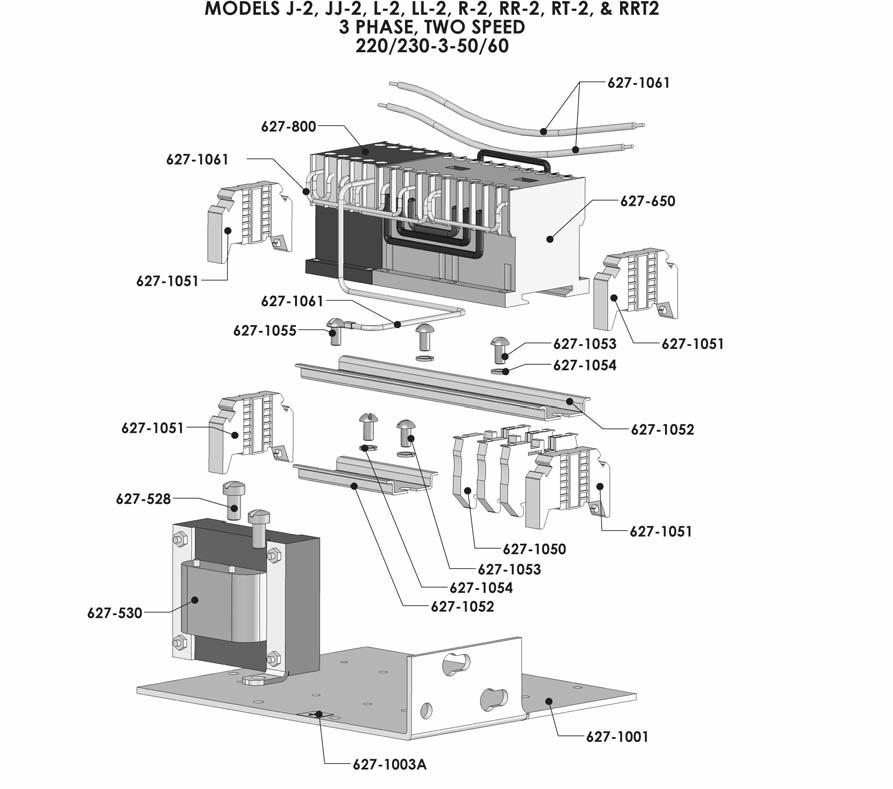 8 CONTACTOR PLATE ASSEMBLIES 627-528 Transformer Mounting Screw 2 982688 627-530 Transformer 29734 (5 V Secondary) 29756 (48 V Secondary) 29809 (24 V Secondary) 298 (5 V Secondary with Thermal