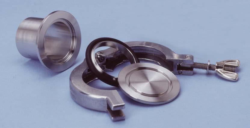 clamps Vacuum range Elastomer seal: > x 0-8 mbar -High vacuum Metal seal: > x 0 - mbar - UHV Temperature range FKM: -0º to 00º Silicone: -50º to 30º una: -30º to 0º Metal seal: -70 to 50 Nor-al