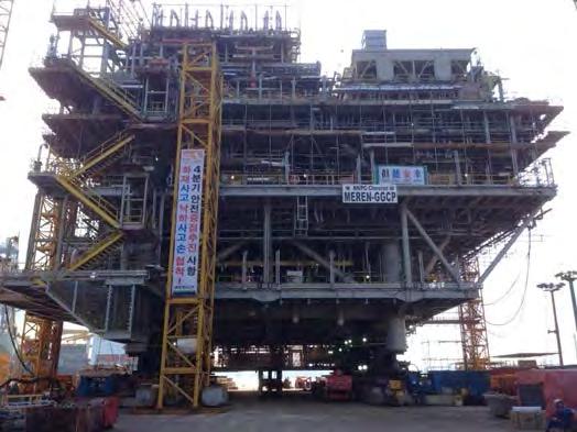 Meren topside was moved for load out. Hebetec Engineering Ltd.