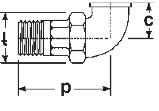 262 M & F Elbow Union SPHERICAL SEAT - Iron to Iron size b c f per