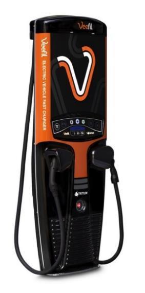 Veefil 50kW fast charger: The slimline, lightweight Veefil makes electric vehicle fast charging convenient for customers, clients and the public.