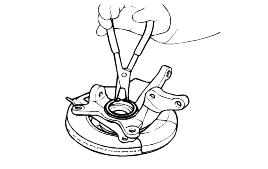 35-45 (350-450, 26-33) Knuckle to strut assembly nut 75-90 (750-900, 55-66) o Install the washer behind the drive-shaft nut with the convex side outward as shown in the illustration.