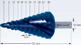 Karnasch High-Tech step drills with spiral Maximum Cutting Depth 5mm 201447 $92.20 Maximum Cutting Depth 4mm 201448 $106.