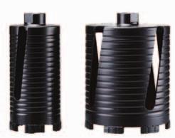 Dry-Type Diamond Core Bits (For models with M16 coupling) Excellent dry drilling performance. Spiral tube with side holes. Turbo segments for hard construction materials.
