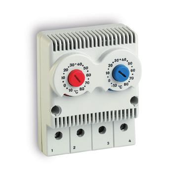 TRT2 C F NONC NONO NCNC Twin thermostats mechanical General specifications Snap-on mounting on DIN rail TS 35, according to EN 50 022 Housing in self-extinguishing PC/ABS, according to UL 94V-0
