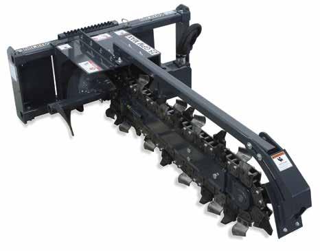 Adjustable and removable auger clears loose soil from the trenching area. Various chain configurations available for trenching in soft, hard, rocky, or frozen ground to get the job done quicker.