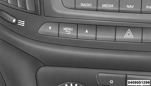 The system allows the driver to select information by pushing the following buttons mounted on the instrument panel to the right of the steering column: NOTE: If equipped with Uconnect(R) 5.0/5.