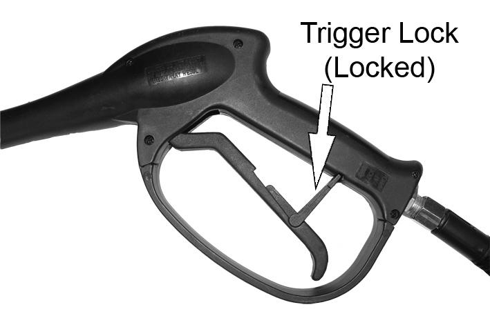 7. Rotate the trigger lock to the locked position. STORAGE BEFORE STORING THE PRESSURE WASHER 1. Disconnect the high pressure hose and drain all water from the hose.