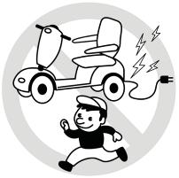 To prevent injury to yourself or others, always ensure that the power is switched off when getting on or off of the scooter. 3.