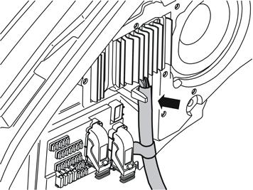 R3703449 34 Press the cable harness connected to the subwoofer into