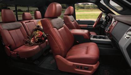 Includes all LARIAT features, plus: Seating Chaparral leather-trimmed seats with KING RANCH seat back logo Easy entry/exit driver s seat memory feature Heated/cooled driver and front-passenger seats