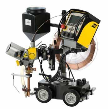 The feed unit secures an even, stable wire-feed speed. Four-wheel drive ensures accurate travel speed. Digital control panel allows exact pre-set and control of welding parameters.