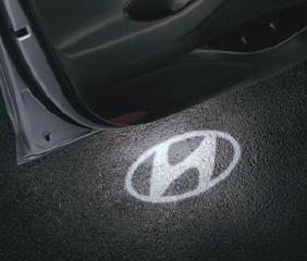 steel caps. LED Door Projectors, Hyundai Logo.