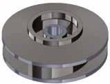 CLOSED IMPELLER The ipeller vanes are enclosed in a unified contruction. Suited for high-head puping.